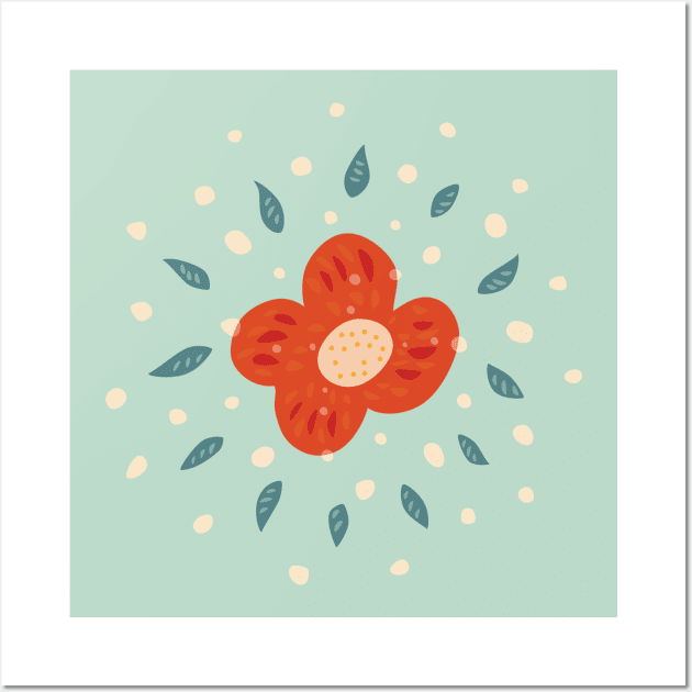 Simple Pretty Orange Flower Wall Art by Boriana Giormova